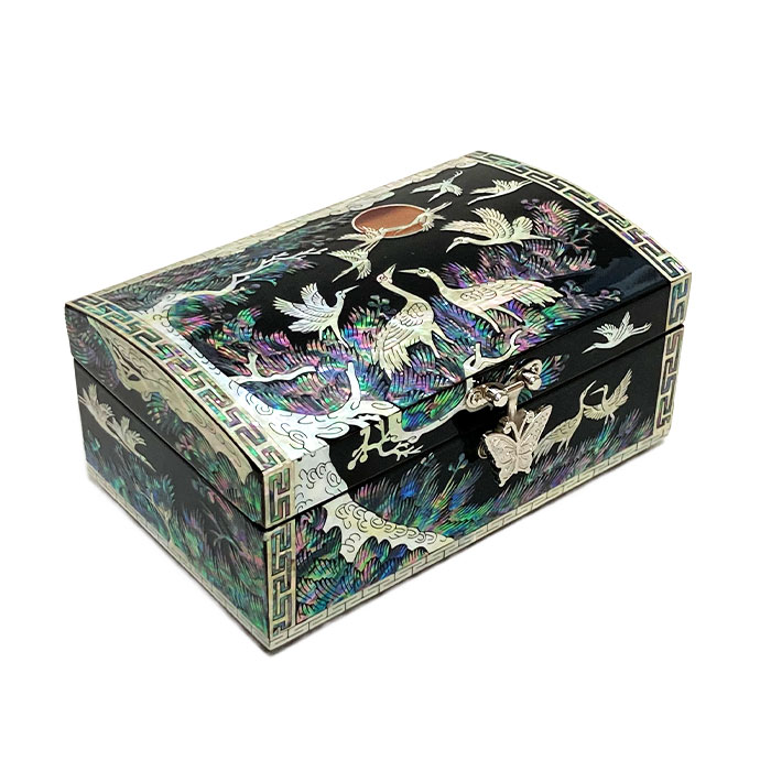 螺鈿の高級ジュエリーボックス・高級螺鈿宝石箱-月鶴蝶 高級結納品箱 